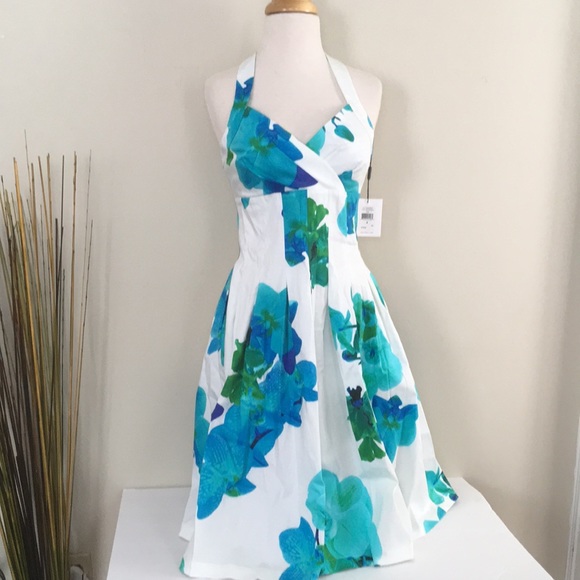 Calvin Klein Dresses & Skirts - Calvin Klein blue white floral Cotton dress size 4